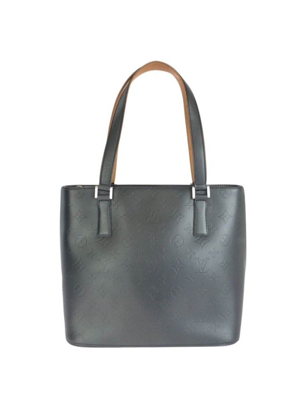 Louis Vuitton Monogram Matt Stockton Gray Leather Tote Shoulder Bag